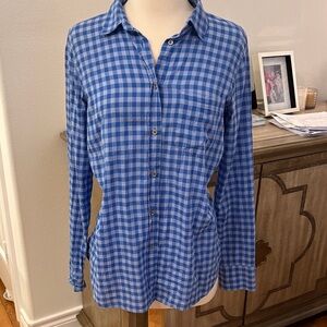 J. Crew Blue Checkered Blouse
